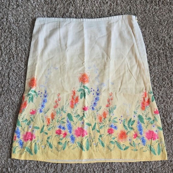 Liz Claiborne Yellow Floral Knee Length Skirt Size 14 - Picture 1 of 6